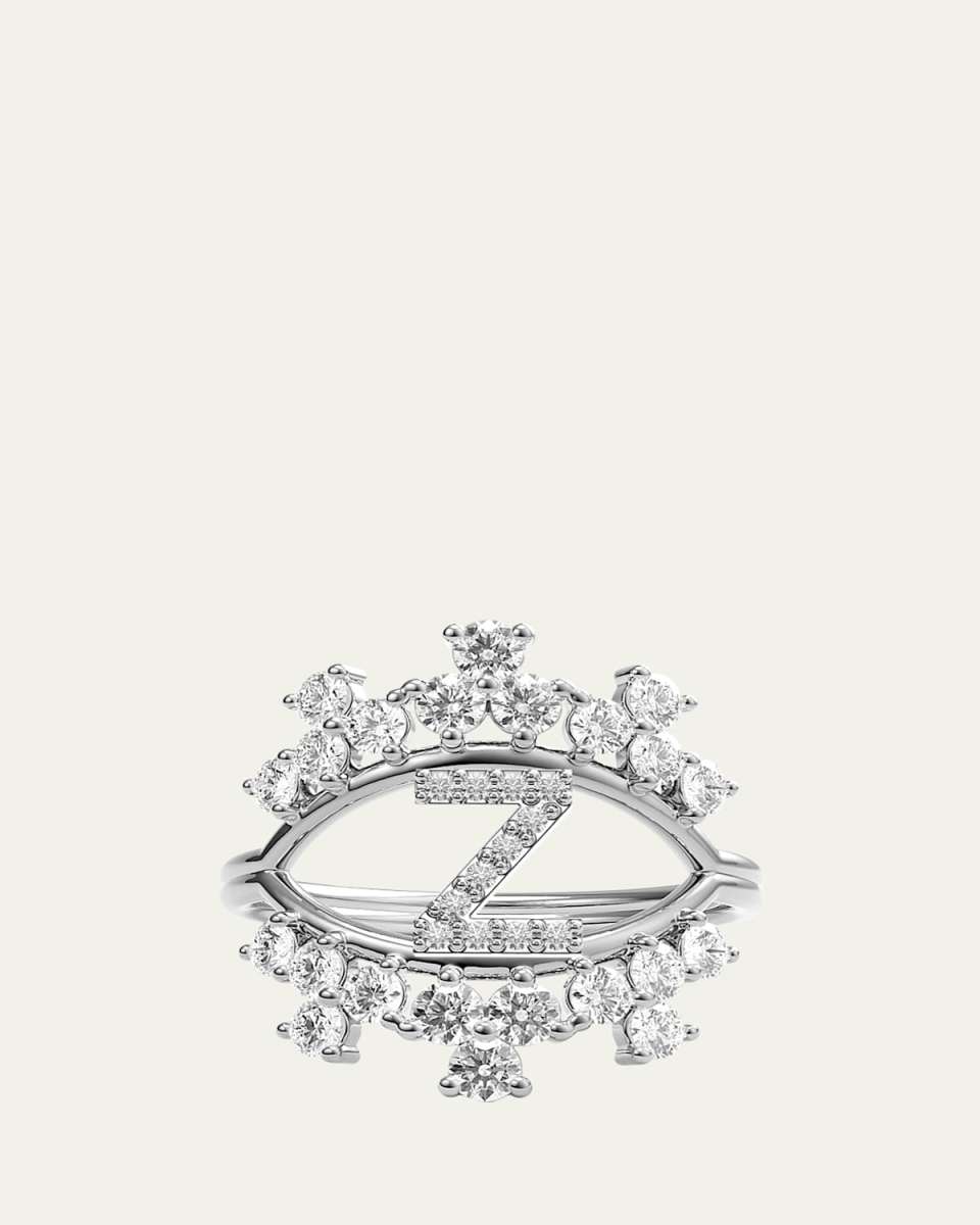 Sara 18K White Gold Diamond Ring, Letter Z